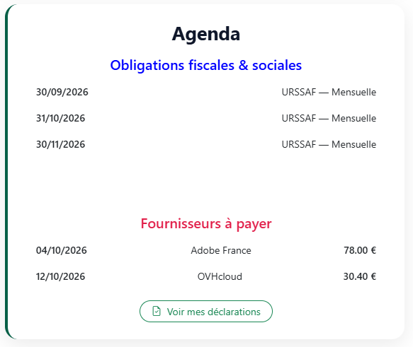 Prochaines échéances dans Goppo